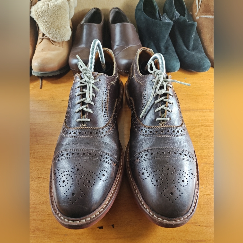 Allen Edmonds STRANDMOK Dress Shoes Men's 9.5 D Leather Cap Toe Oxfords Brown